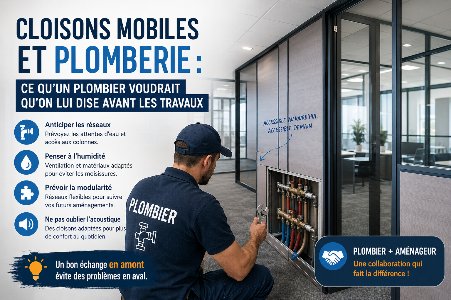 Cloisons mobiles et plomberie