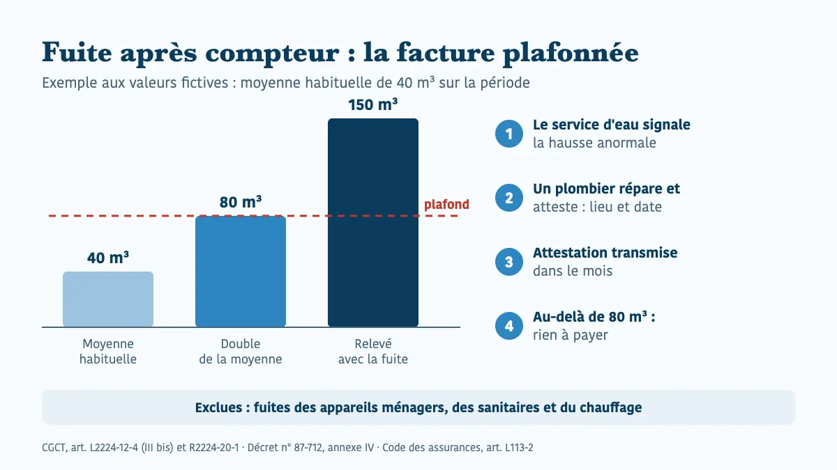 Fuite d'eau après compteur dans un logement loué